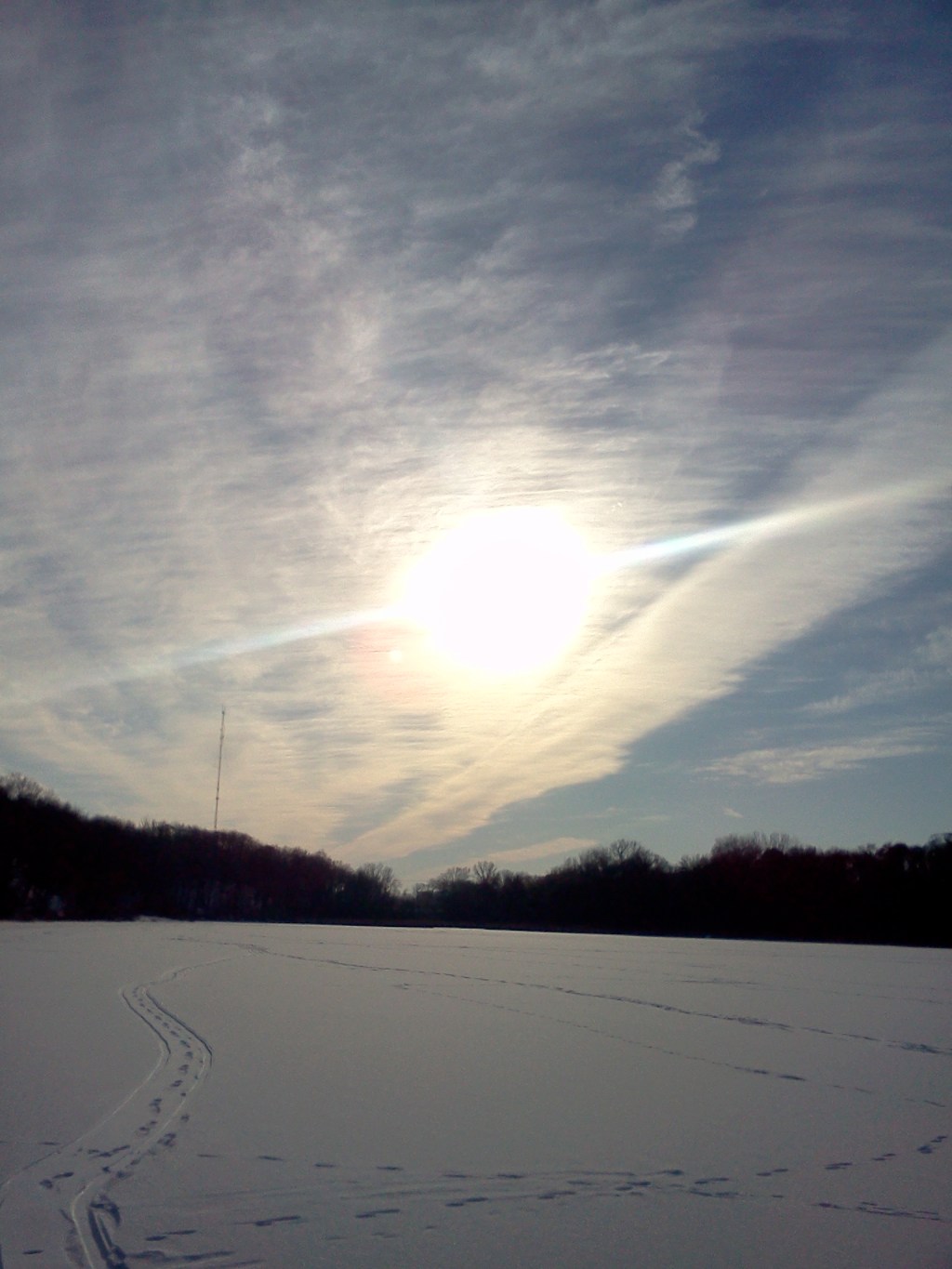 Clear sky on a cold, sunny day